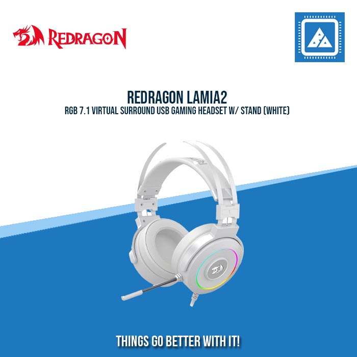 REDRAGON LAMIA2 RGB 7.1 VIRTUAL SURROUND USB GAMING HEADSET W/ STAND (WHITE) REDRAGON LAMIA2 RGB 7.1 VIRTUAL SURROUND USB GAMING HEADSET W/ STAND (WHITE)